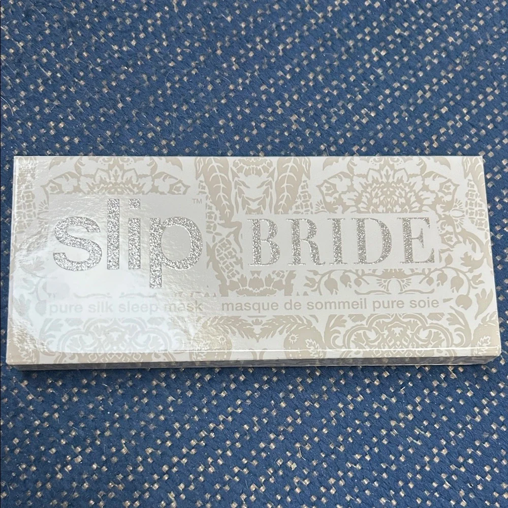 slip Silk Sleep Mask in Champagne with BRIDE Embroidery